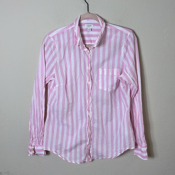 J.Crew Gingham Lightweight Button Shirt Size Medium Stripe Pink White - Picture 5 of 12